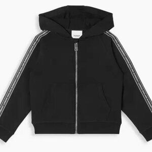 Burberry Boy Corwyn Logo Tape Hooded Zipper Jacket Hoodie Coat, Black, Sz 3Y NWT